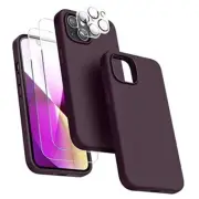 [5 in 1 Designed for iPhone 13 Case, with 2 Pack Screen Protector Dark Purple