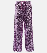 [Oseree] Oséree Sequined high-rise wide-leg pants AU 12 pink