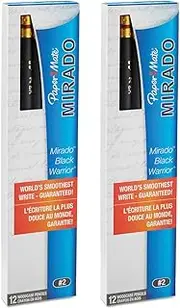 Paper Mate Mirado Black Warrior Woodcase Pencil Nontoxic, HB #2, Black Matte Barrel, Dozen, Sold as 2 Packs of 12, Total of 24 Each (PAP2254)