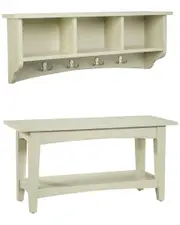Alaterre Shaker Cottage Storage Coat Hook with Bench Set