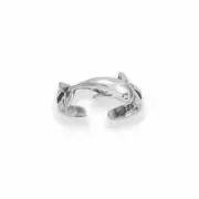 Sterling Silver Oxidized Dolphin Toe Ring
