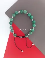 New men's green jade stone hand wove stainless steel original design bracelet