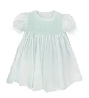 Petit Ami Mint Green Fully Smocked French Lace Dress Set Bloomers 3 6 9 Months
