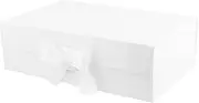 MALICPLUS Large Gift Box With Ribbon 34x22.5x10 CM, White With Lid, Bridesmaid Proposal Box, Magnetic Luxury Box for Presents (Glossy White)
