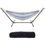 Hammock Portable Outdoor Polyester Set w/ Stand Handbag Green Blue Camping Beach