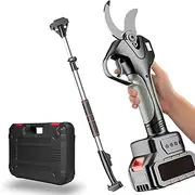 2-in-1 Cordless Electric Pruning Shears With Pole, 4500 Mah Battery Powered Cordless Secateurs Electric Scissors，40mm Cutting Diameter，Gardener Gifts(‎1Battery)