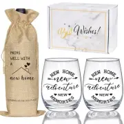 House Warming Gifts New Home, Housewarming Baskets Stemless Wine Glass &