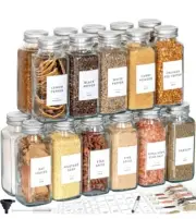 8oz 24Pack Glass Jars with Minimalist White Premium Spice Labels, Shaker Lids...