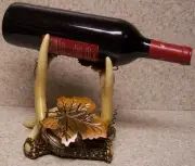 Wine Bottle Holder and/or Decorative Sculpture Stag Antlers and Grape Leaves NEW
