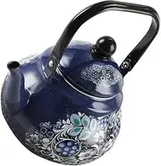 Mipcase Vintage Enamel Tea Kettle, 2.5l Floral Printed Stovetop Teakettle Flower Enamel on Steel Coffee Pot with Cool Handle Farmhouse Stove Top Teapot