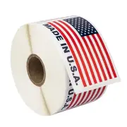 MADE IN USA Flag Pre-Printed Labels / Stickers ( 2" x 3") - (6) Rolls of 500