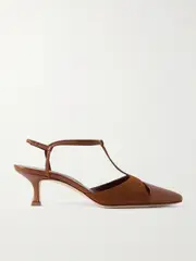 [Manolo Blahnik] Manolo Blahnik - Turgimod 50 Cutout Leather And Suede Slingback Pumps - Brown - IT40 IT 40 Brown