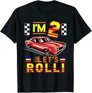 [X.Style] Race Car 2nd Birthday Toddler Boy Racing 2 Years Old ds1332 T-Shirt (S) Black