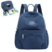 Ladies Backpacks Small Nylon Casual Lightweight Shopping Bag for Women-Dark blue