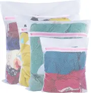 Vivifying Mesh Laundry Bags, 4Pcs Durable Coarse Mesh Wash Bags with Zipper for