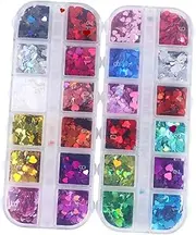 TOGEVAL Heart Shaped Nail Glitter Sequins of Love Heart Manicure Sequins for Nail Art Craft Projects Scrapbooking Party Decoration Easy to Use Shining Nail Charms