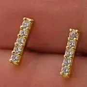 0.40Ct Simulated Diamond 14K Yellow Gold Small Stick Bar Stud Earrings 8mm