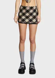 [ZEMETA] Bella Check Micro Skirt