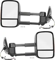 Artudatech Pair of Electric Extendable Towing Mirrors for Mit-subishi Triton 2015+ Black