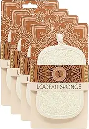 Earth & I Natural Loofah Sponge Pad 4 Count, Loofa, Loofah Exfoliating Body Scrubber, Shower Loofah, Luffa, Loofah for Men and Women, Body Scrubbers for Use in Shower, Natural Loofah
