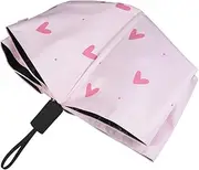 [ANDRESLAD] Heart Pattern Folding Umbrella Lightweight UV Resistant Sunshade Practical Unisex Design for Outdoor Use Portable and Convenient present Choice Pink