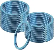 uxcell 20pcs Split Keychain Rings, 35mm Round Flat Keyrings Stainless Steel Open Key Chain Ring Dog Tag Rings for DIY Keychain Craft Lanyard, 2mm Thick, Blue