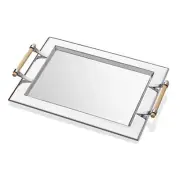 Krom Tray with Gold Colored Handles, Stylish Serving Tray, Silver, 17.7" x 13.8"