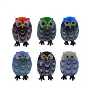 Glass Owl Colorful Animal Bird Figurine Hand Made Art Home Decor Gift 6PCs/set
