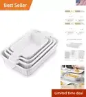 Durable Ceramic Baking Dishes Set - Textured Rectangular Casserole Pans