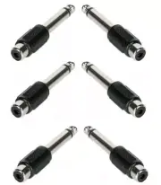 6x 6.35mm 1/4" Mono Male Plug to RCA Female Jack Audio Adapter Cable Converter