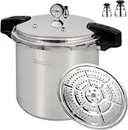 UNIFULL 23 Liter Pressure Cooker,Pressure Canner With Pressure Gauge,Pressure Relief is 10 or 15 PSI (+/- 5%)(With 2 pressure relief valves)