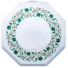 White Marble Coffee Table Top Beautiful Design Inlay Work Side Table for Office