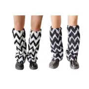 Vintage Furry Lamb Wool Leg Warmers Fuzzy Wavy Striped Flared Boot Covers Socks