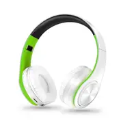Wireless Headphones Bluetooth Headset Foldable Headphone Adjustable Earphones with Microphone for PC Mobile Phone Mp3 Green white