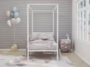 Zinus Kids Patricia Single Toddler Bed Frame Canopy - White Metal