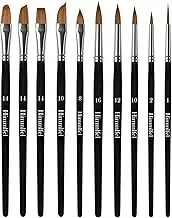 Himmlfel 10 pcs Paint Brushes Including Round Pointed tip, Filbert, Angular, Flat, Rigger, cat Tongue and Dagger Brush Types, for Acrylic, Watercolour, Oil and Gouache Painting