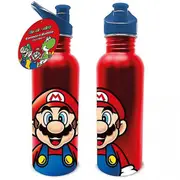 Super Mario Metal 700ml Water Bottle Red/Blue One Size