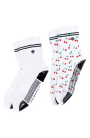 Arebesk Classic Crew Assorted 2-Pack No-Slip Grip Socks in White/Cherry at Nordstrom, Size Small