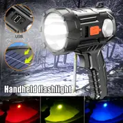 Portable Solar Rechargeable Led Torch Light Searchlight Flashlight Waterproof