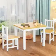 Bopeep Kids Table and 2 Chairs Set, Pine Wooden Study Play Desk Children Activit