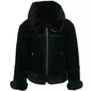 New Kid's Jordan Craig Vienna Bomber Jacket (Black) Shearling Size 3T