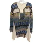 Anthropologie Ryu Teal Paisley Floral Tunic Top S Lace Accent Colorful Boho NWT