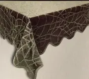 Halloween lace table cloth spider webs gray. 30”x40” NWt