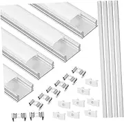 FIXOSHEE 4Sets Housing with Clips and Ends LED Channel Cover for Surface Mounting for Indoor Decoration Protects LED Strips