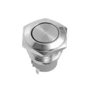 Push Button Switch SPST Copper Nickel Plated Momentary Round Button 16mm Silver