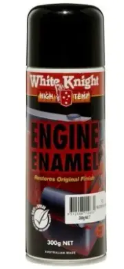 White Knight HIGH TEMP ENGINE ENAMEL SPRAY PAINT 300g Gloss Black *Aust Made