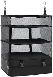 [KPBKQLGA] Travel Luggage Organizer Portable Travel Shelves Bag 3-Shelf Suitcase Cube Collapsible Hanging Closet Storage Bag Space Saver for Wardrobe Suitcase Carry On