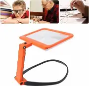 5X Magnifying Glass with Light,Neck Hanging Magnifying Glasses Reading,Rectangle Reading Illuminated Magnifier With 48 LED(Orange)