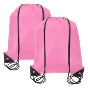 Drawstring Backpack Bags, 2 Pack Sports Cinch Sack Draw String Bag, Pink