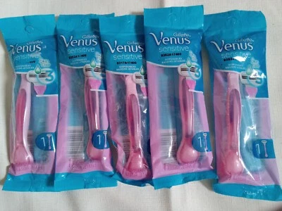 5 Gillette Venus Sensitive 3 Blades Disposable Razors 5 Razors !